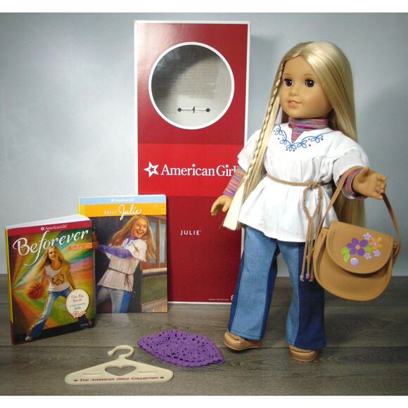 American Girl Doll 18" JULIE IN MEET OUTFIT Purse Hat Book Blonde Brown Eyes BOX - Picture 6 of 12